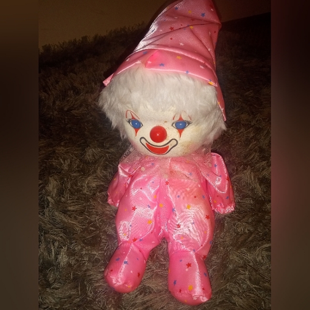 80s windup pink clown doll collectible